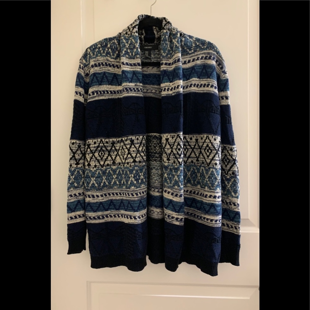 Cotton Patterned Cardigan Open Front